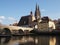 Beautiful shot of cityscape of Regensburg with parts of Cathedral and the Danube