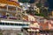 Beautiful shot of the cliffside village Positano with colorful buildings