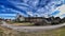 Beautiful shot of a cloudscape over village cottages