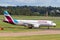 Beautiful shot of a Eurowings airplane departing at Edinburgh airport