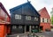 Beautiful shot of the facades of the historical wooden buildings in Bergen, Norway