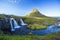 Beautiful shot of the famous Kirkjufellsfoss mountain in Iceland