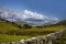 Beautiful shot of the field near the Lough Nafooey lake near Finny in County Mayo, Ireland