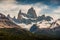Beautiful shot of Fitz Roy mountains located on the border between Argentine and Chile