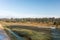 Beautiful shot of freshwater marsh in a grassy field in the New Forest, near Brockenhurst, UK