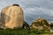 Beautiful shot of the granite rocks in the natural area of the Barruecos, Extremadura, Spain