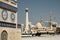 Beautiful shot of the King Faisal Mosque next to the Blue Souk in Sharjah