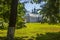 Beautiful shot of monastery in a grassy field at daytime in the city of Alexandrov at Russia