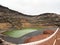 Beautiful shot of a murky lake near the rocky mountains in Lanzarote, Canary islands