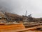 Beautiful shot of the process of the construction of a ship on a cloudy day