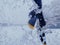 Beautiful shot of a propeller behind a glass covered with snow - great for a cool background