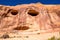 Beautiful shot of rocky formations of arch canyon under blue sky