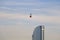 Beautiful shot of a ropeway over the cityscape of Barcelona, Spain