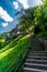 Beautiful shot of the stairs leading to Eltz Castle surrounded by trees in Wierschem, Germany