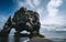 Beautiful shot of stone formations on the shore of Hvitserkur, Iceland