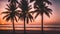 beautiful shot of a sunset at the beach with palm trees