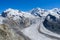 Beautiful shot of Swiss Gorner glacier, Swiss Alps, Valais region, Switzerland