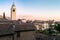 Beautiful shot of the townscape of Asolo in the sunset