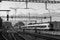 Beautiful shot of a train intersection in black and white