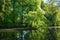 Beautiful shot of a tranquil river surrounded by trees in Coloma park, Belgium