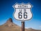 Beautiful shot of U.S. Route 66 in Arizona, USA with a clear blue sky background