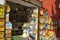 Beautiful shot of vividly decorated plates and various souvenirs in Positano, Italy