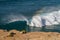 Beautiful shot of the waves of the shore of Fuerteventura Island in the Atlantic Ocean