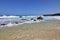 Beautiful shot of the wavy waters ath the edge of the shore of Fuerteventura Canary Islands