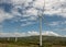 Beautiful shot of wind electricity generators and blue sky