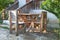 Beautiful shot of wooden rustic chairs and a table for garden