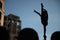 Beautiful shot of a young ballet dancer\'s silhouette performing outdoors