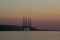 Beautiful shot of the Ã–resundsbron bridge with a beautiful sky in the background