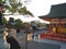 Beautiful shrine with trees in japan