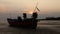 Beautiful silhouette fishing boat and Sunset over the sea. Bangpu Recreation Center (Samut Prakan, Thailand)