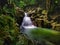Beautiful silky smooth waterfall stream in the rainforest Sabah, Malaysia.