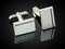 Beautiful silver cufflinks on black background