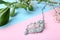 Beautiful silver pendent with pure quartz gemstones and flowers