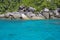 Beautiful similan island like a heaven with calm blue sea surf