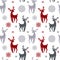 Beautiful simple christmas seamless pattern with silhouette of gorgeous deers and snowflake. Amazing winter holiday wallpaper for