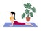 Beautiful simple flat vector of a young slim woman exercising yoga. Cobra pose