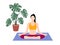 Beautiful simple flat vector of a young slim woman exercising yoga. Lotus pose