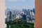Beautiful Singapore skyline of high rise buildings on sunny day; architectural shot