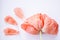 Beautiful single coral poppy flower head and petals. Bright poppy flower. Close up of delicate flower for your design