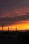 Beautiful sky at sunset with towering towers, lanterns, houses