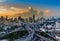 Beautiful skyline of cityscape with highway interchange