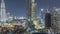 Beautiful skyline of Dubai downtown and Business bay with modern architecture night timelapse.