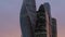 Beautiful skyscrapers International Business Center City at twilight in Moscow.