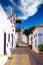 Beautiful sleepy canarian calm village, cobblestone alley, bright white houses, blue summer sky - La Oliva, North Fuerteventura