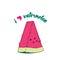 A beautiful slice of watermelon. Vector illustration. Berry or fruit.