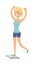 Beautiful slim girl on scales fitness healthy body vector.